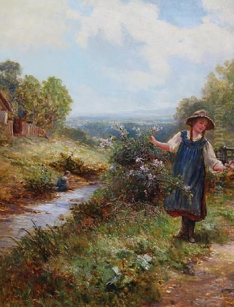 Picking Wild Roses Oil Painting by Ernst Walbourn