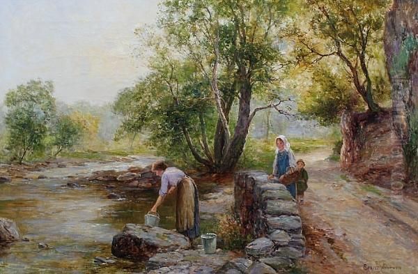 At The Stream Oil Painting by Ernst Walbourn