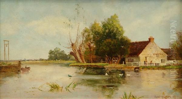 Buckenham Ford Onthe Yare Oil Painting by Ernst Walbourn