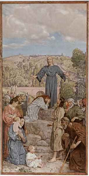 Christ preaching, illustration from Festkalender published in Leipzig c.1910 Oil Painting by Hans Thoma