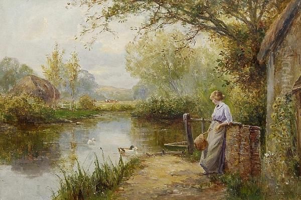 At The Duck Pond Oil Painting by Ernst Walbourn