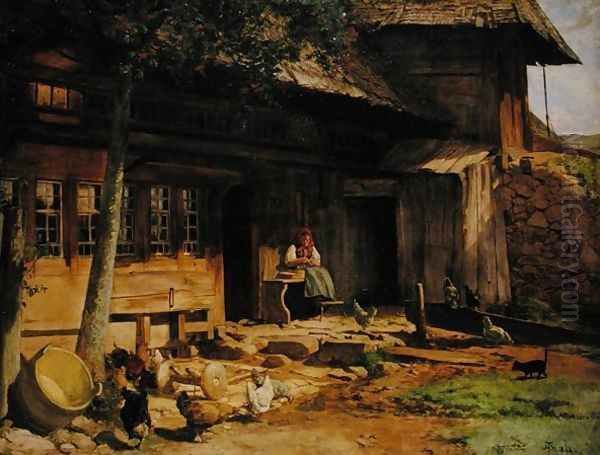 The Parental Home in Bernau, 1866 Oil Painting by Hans Thoma