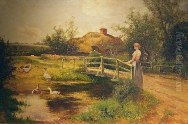 Watching The Ducks Oil Painting by Ernst Walbourn