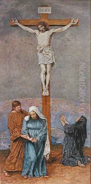 The Crucifixion, illustration from Festkalender published in Leipzig c.1910 Oil Painting by Hans Thoma