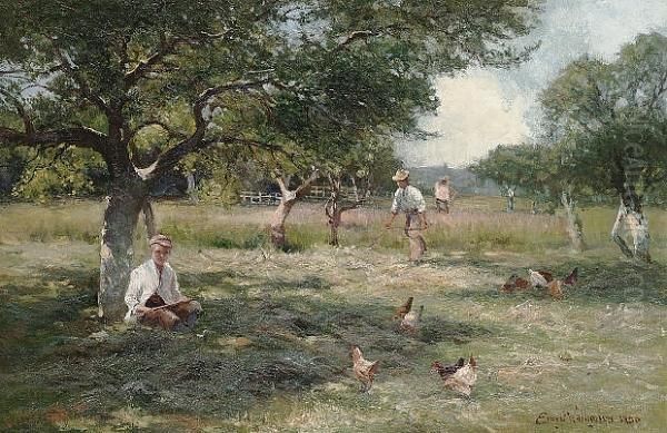 In The Orchard Oil Painting by Ernst Walbourn