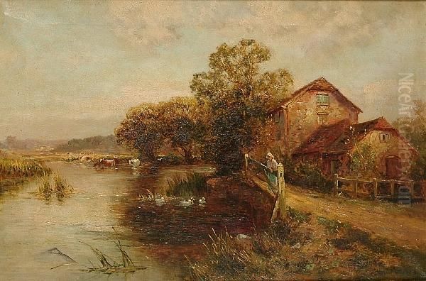 A Mill On The Thames Oil Painting by Ernst Walbourn