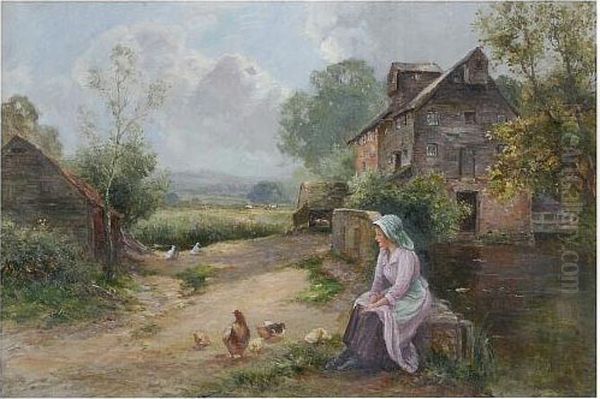 Feeding The Chicks Oil Painting by Ernst Walbourn