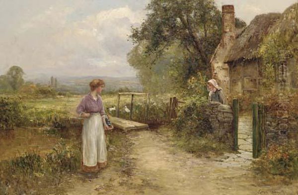 Outside The Cottage Oil Painting by Ernst Walbourn