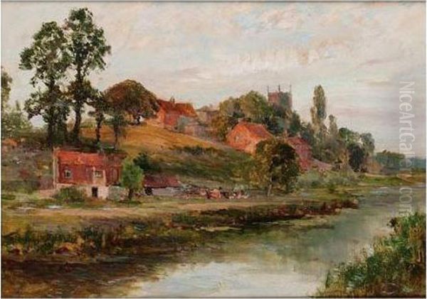 A Dorset Village Oil Painting by Ernst Walbourn