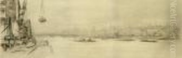 Panoramic View Of The Thames Oil Painting by William Walcot