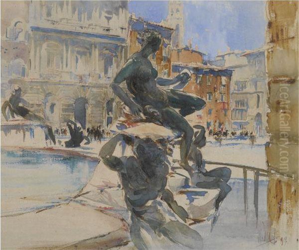 The Fountain, Florence Oil Painting by William Walcot