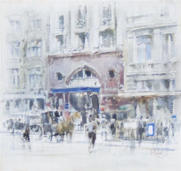 Piccadilly Tube Station Oil Painting by William Walcot