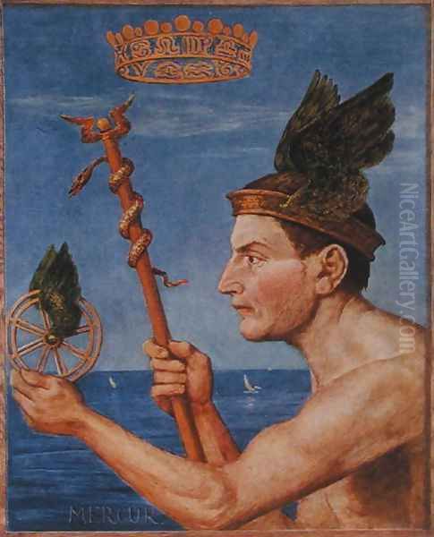 Mercury, illustration from Festkalender published in Leipzig c.1910 Oil Painting by Hans Thoma