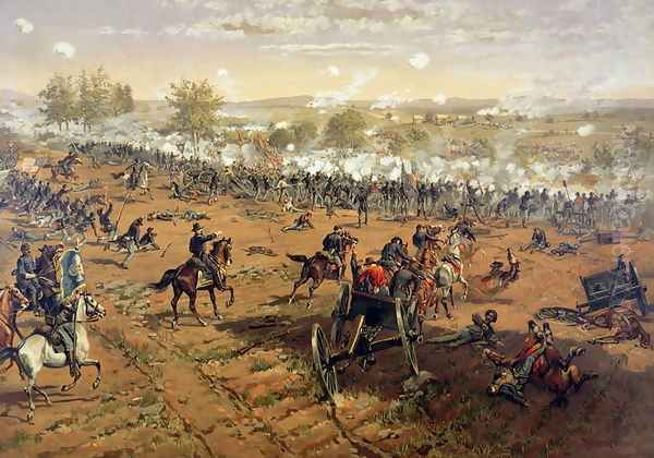 Battle of Gettysburg, 1863, printed by L. Prang and Co., 1887 Oil Painting by Thure de Thulstrup