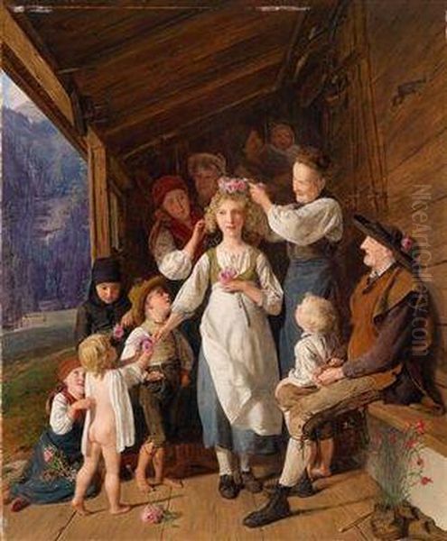 Die Kranzljungfer Oil Painting by Ferdinand Georg Waldmuller