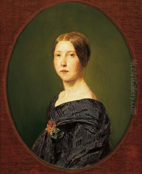 Giovane Donna Con La Riga Nei Capelli Oil Painting by Ferdinand Georg Waldmuller