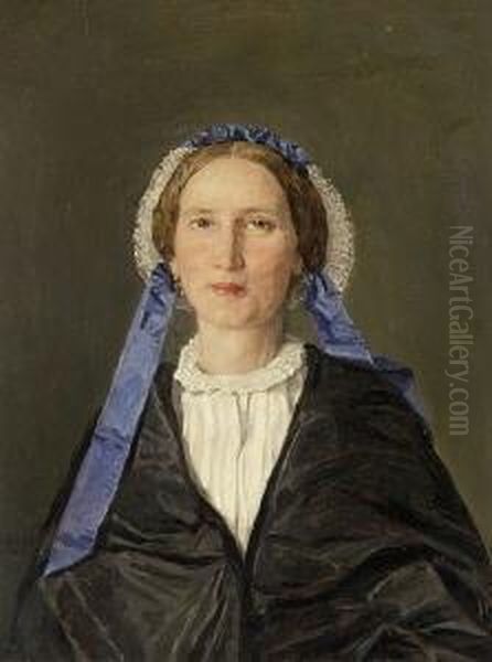 Bildnis Einer Dame In Schwarzer
 Mantille Oil Painting by Ferdinand Georg Waldmuller