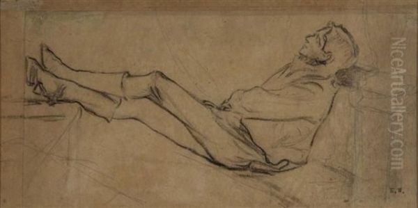 Man Seated On A Bench by Ethel, Dame Walker