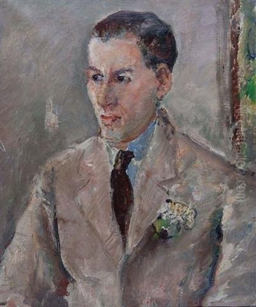 Portrait Of A Gentleman With Flowers In His Button Hole by Ethel, Dame Walker