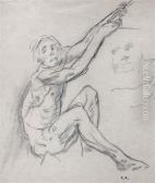 Sketch Of A Male Nude Figure by Ethel, Dame Walker