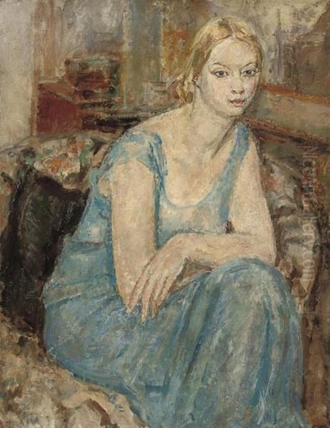 Girl In Blue Oil Painting by Ethel, Dame Walker