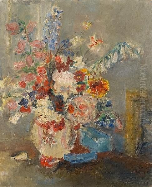 Flowers And Blue Box by Ethel, Dame Walker