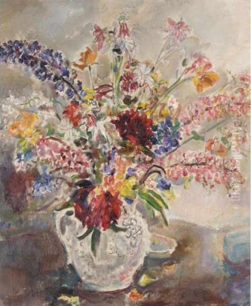 Still Life Of Flowers In A Vase Oil Painting by Ethel, Dame Walker