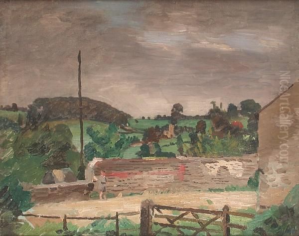 Country Landscape With Farm Buildings Oil Painting by Ethel, Dame Walker