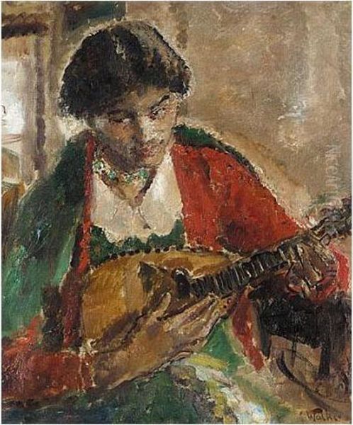 The Mandolin Player Oil Painting by Ethel, Dame Walker