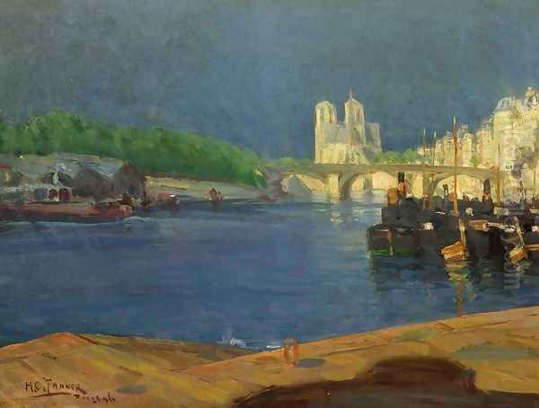 View of the Seine Looking toward Notre Dame Oil Painting by Henry Ossawa Tanner