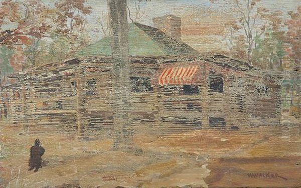 Cabin Scene Oil Painting by William Aiken Walker