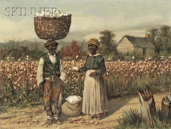 Sharecroppers In The Cotton Field Oil Painting by William Aiken Walker