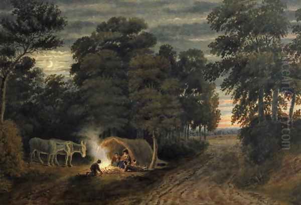 A Gypsy Camp Oil Painting by William Turner