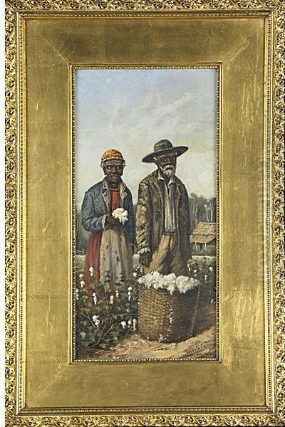 Untitled (two Cotton Pickers) Oil Painting by William Aiken Walker