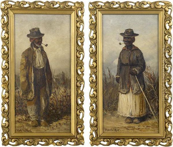 Male And Female With Corn Pipes Oil Painting by William Aiken Walker