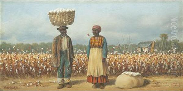 Cotton Pickers In A Field Oil Painting by William Aiken Walker