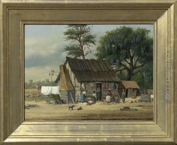 Lively Cabin Scene View Of A Family On Wash Day Oil Painting by William Aiken Walker