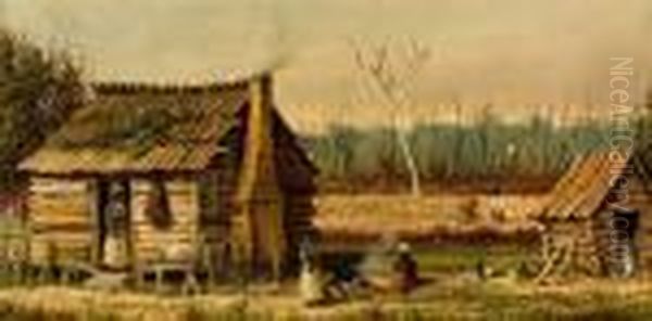 Cabin Scene Oil Painting by William Aiken Walker