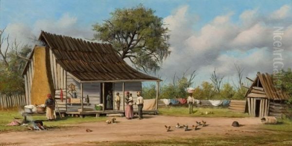 Cabin Scene Oil Painting by William Aiken Walker