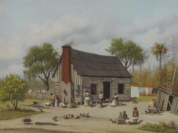 Sharecroppers Gathered In The Yard Oil Painting by William Aiken Walker