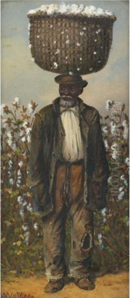 Man With A Basket Of Cotton Oil Painting by William Aiken Walker