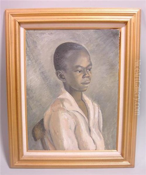 Portrait Ofafrican American Boy Oil Painting by William Aiken Walker