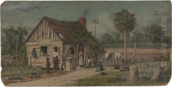 Life Around The Cabin Oil Painting by William Aiken Walker