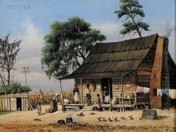 Wash Day At The Cabin Oil Painting by William Aiken Walker