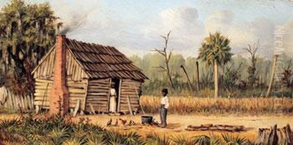 Cabin And Sharecroppers Oil Painting by William Aiken Walker