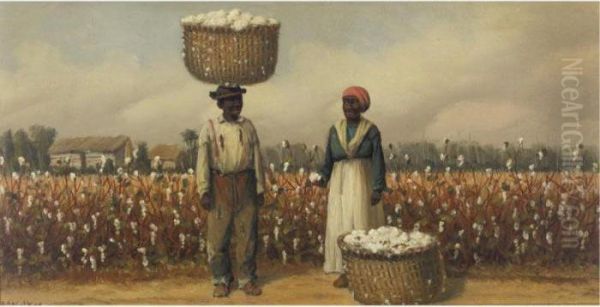 Double Portrait Of Cotton Pickers Oil Painting by William Aiken Walker