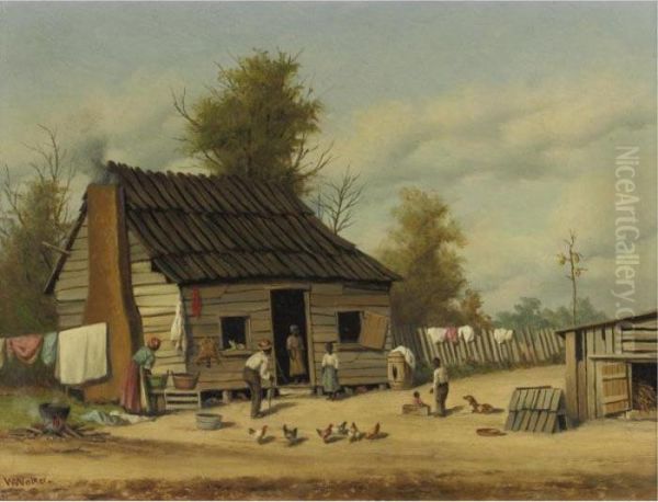 The Cotton Pickers' Cabin Oil Painting by William Aiken Walker