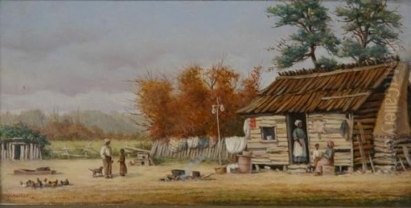 South Carolina Cabin Scene Oil Painting by William Aiken Walker