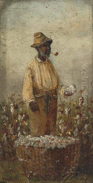 Male And Female Cotton Pickers Oil Painting by William Aiken Walker