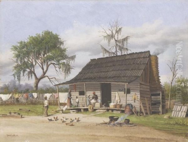 Wash Day At The Cabin Oil Painting by William Aiken Walker